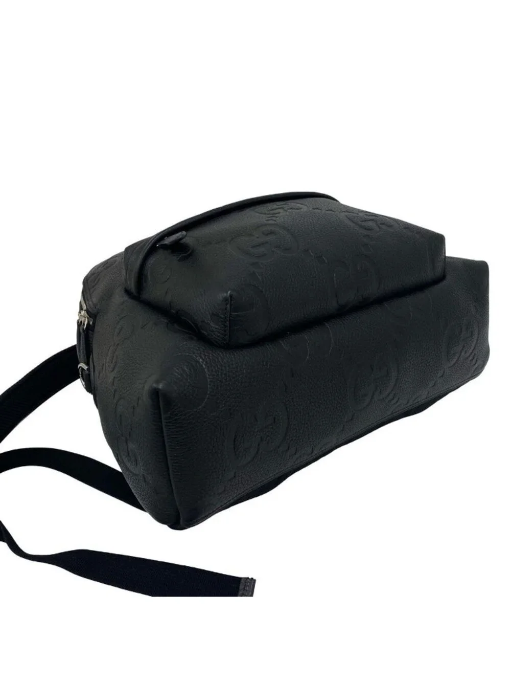 Gucci Jumbo GG Logo Leather Backpack Black